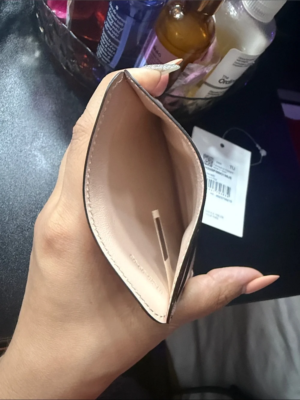 Used Chloe cement pink card holder